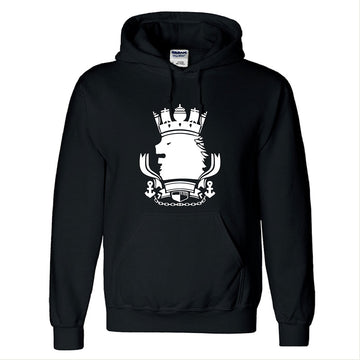 Azur Lane Cosplay HMS Logotipo Sudadera Estampada con Capucha de Color Negro para Adultos Unisex